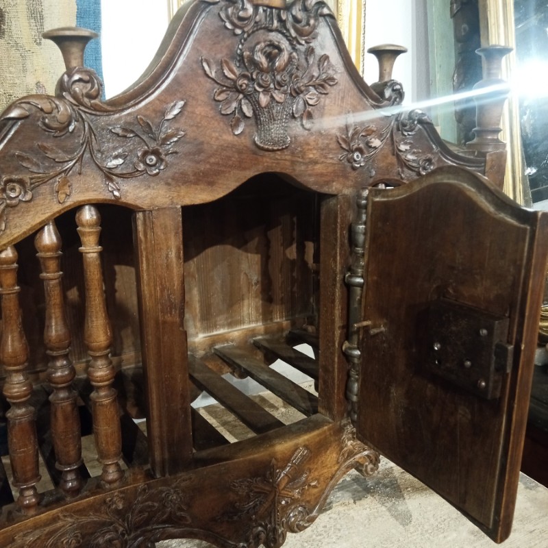 Antique bread safe lock repair detail