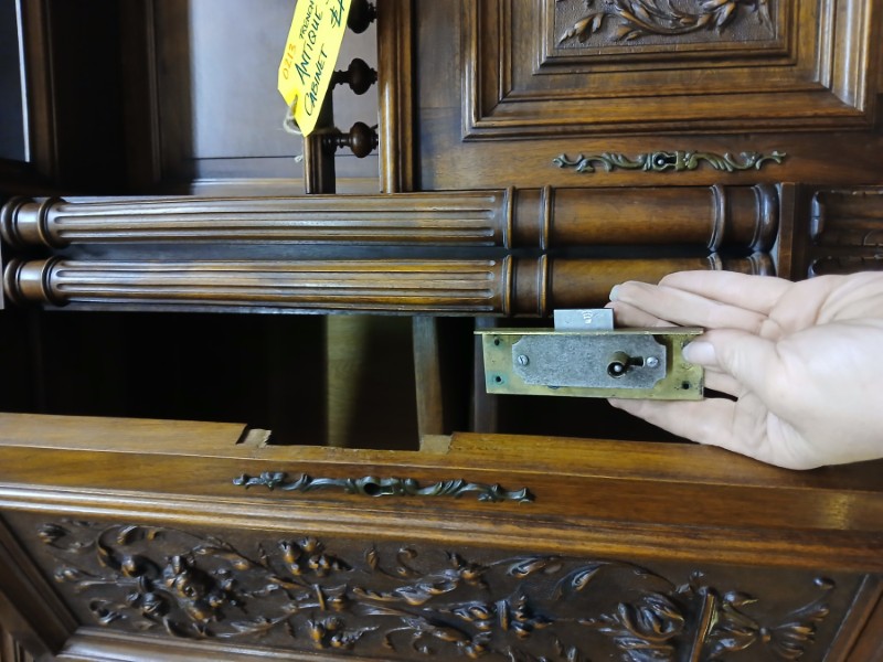 Removed cabinet mortise lock for rebuild