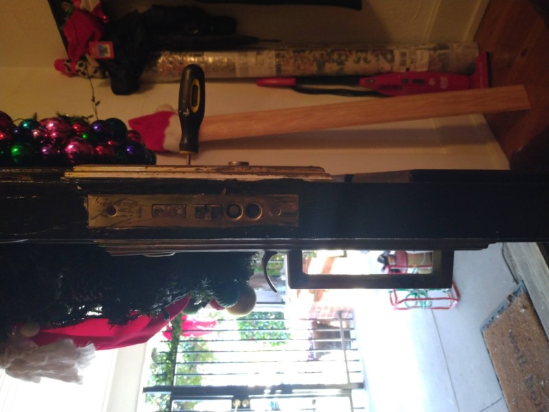 Historic front door hardware before