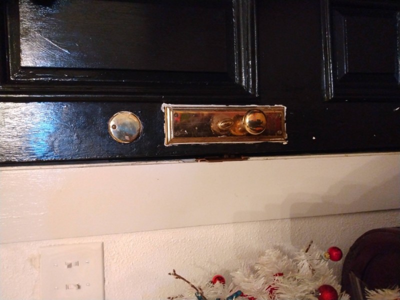 Restored brass backplate and cylinder